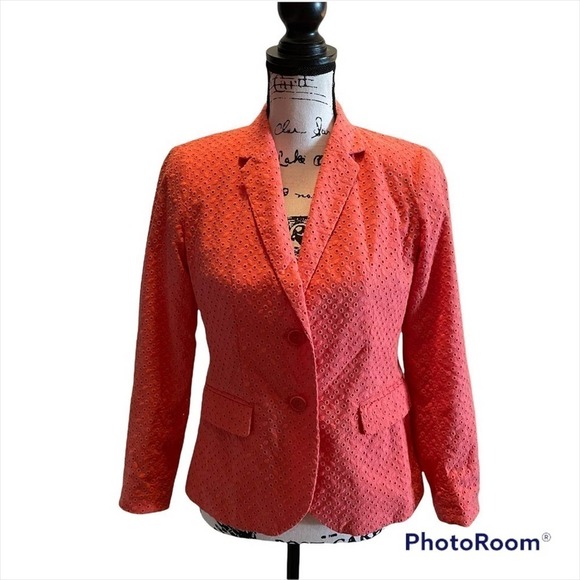 Talbots Blazer Jacket Pink Watermelon Salmon Pink Orange Size 2 Workwear - Picture 1 of 10